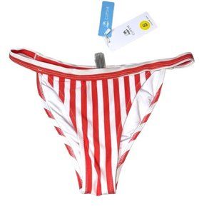 NEW Cupshe Coral/White Stripped Bikini Bottom - S